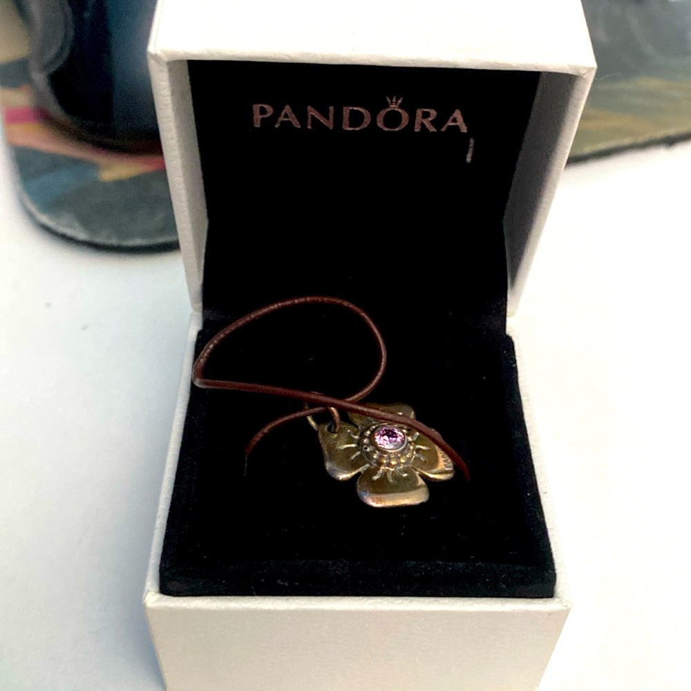 Pandora Flower Charm -Vintage sterling silver 925 Pink CZ- Retired